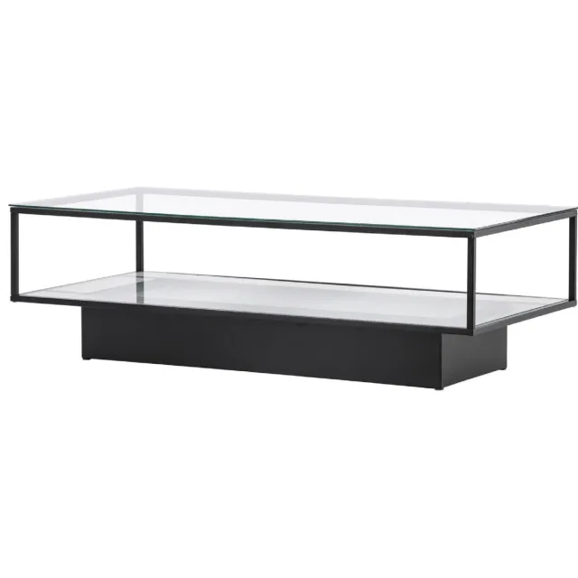 Nest of Nora Glazen salontafel met metalen onderstel - Modern design - Zwart