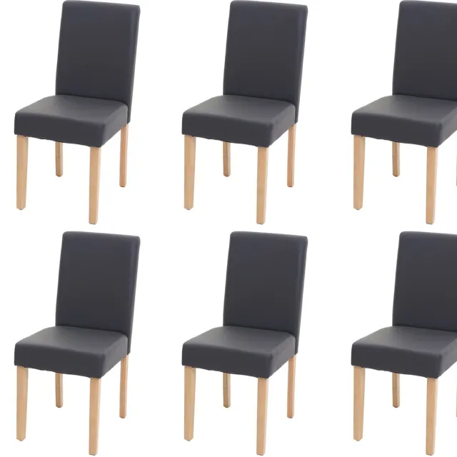 Cosmo Casa Set van 6 eetkamerstoelen Keukenstoel Littau ~ kunstleer, grijs mat, lichte poten