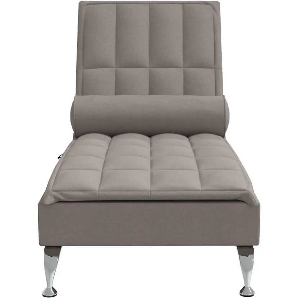vidaXL Massage chaise longue met bolster stof taupe, foto 4