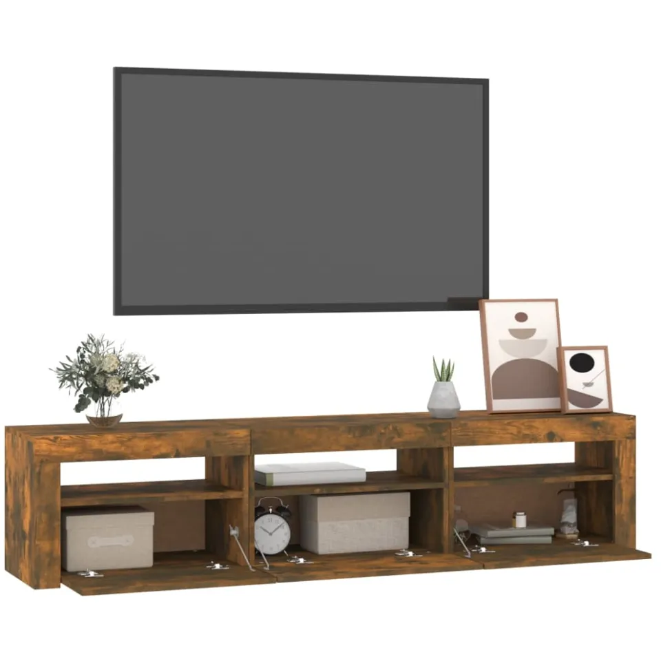 vidaXL Tv-meubel met LED-verlichting 180x35x40 cm gerookt eikenkleurig, foto 3