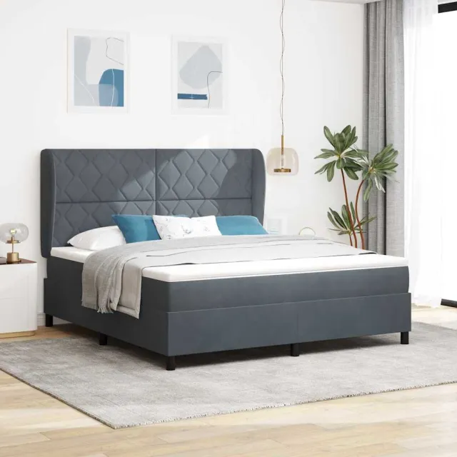 vidaXL Boxspringbed met hoofdeinde Donkergrijs 200 x 180 cm Fluweel