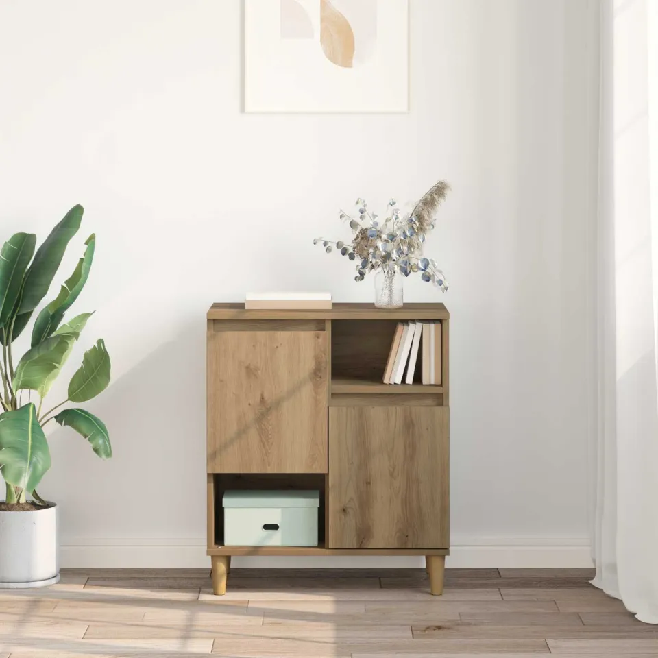 vidaXL Dressoir artisanaal eikenkleurig 35 x 60 x 70 cm Bewerkt hout, foto 4