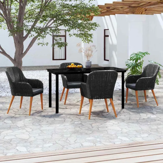 vidaXL 5-delige Tuinset met kussens zwart, foto 2