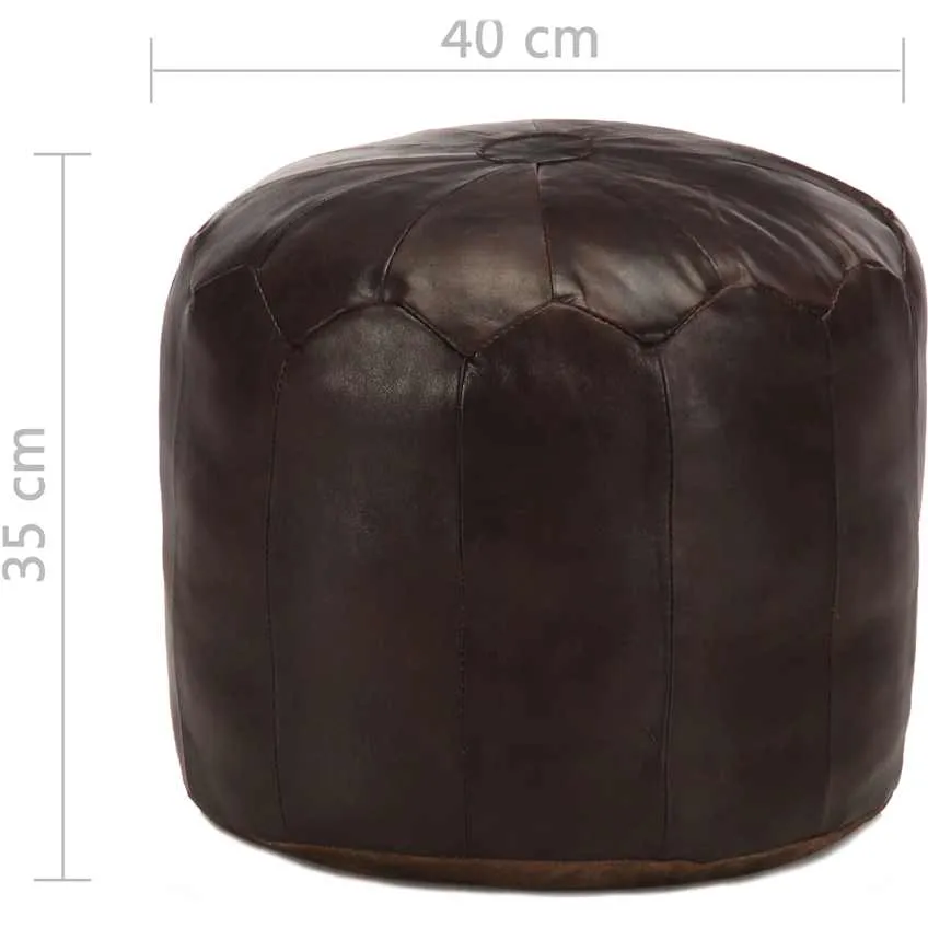 vidaXL Poef 40x35 cm echt geitenleer donkerbruin bruin, foto 2