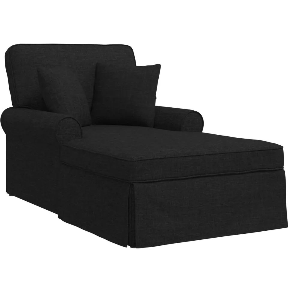 vidaXL Chaise Lounge met Rok 3 st Zwart Stof 91 x 157 x 91 cm