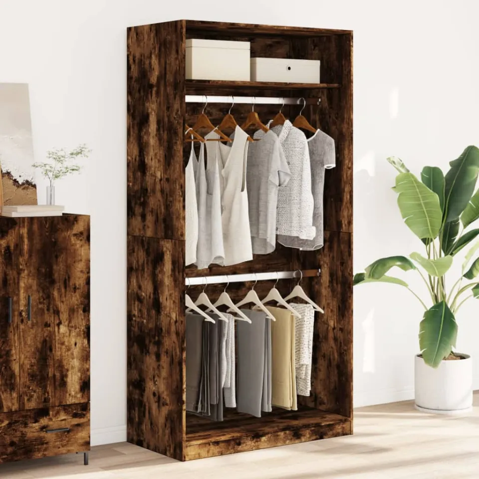 vidaXL Kledingkast 100x50x200 cm bewerkt hout gerookt eikenkleurig, foto 2
