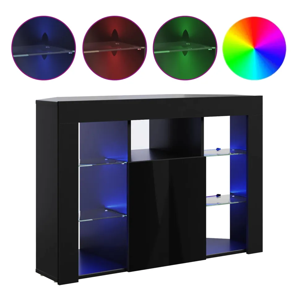 vidaXL Hoek LED TV Kast 100x40x68cm Zwart Bewerkt hout, foto 3