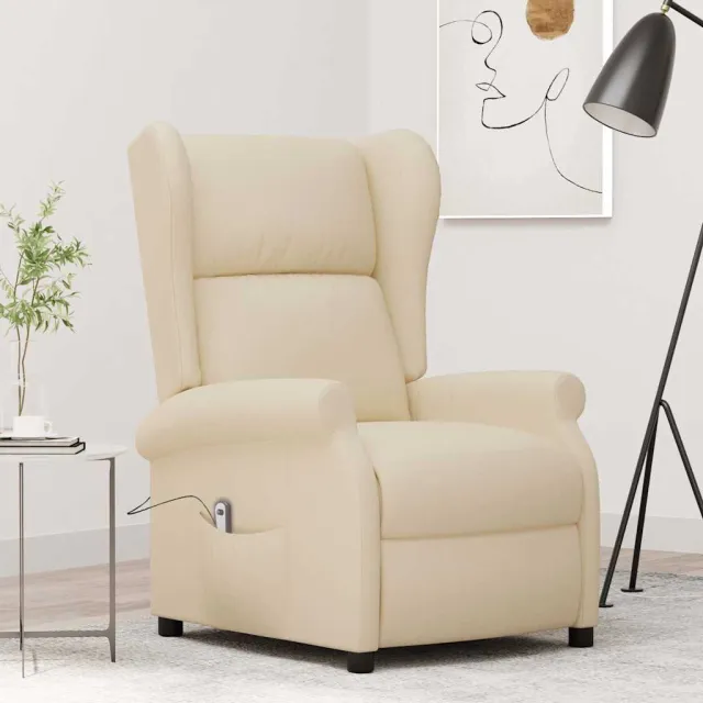 vidaXL Fauteuil verstelbaar elektrisch stof crème