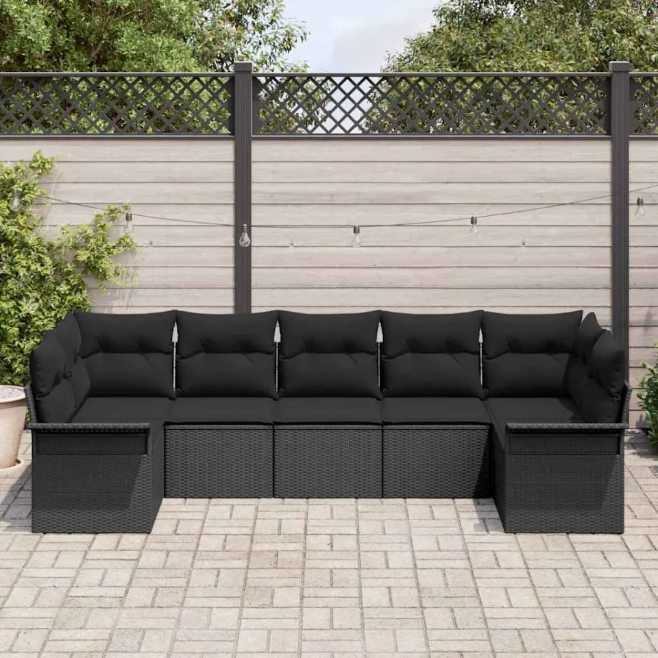 vidaXL Tuin Sofa Set 7 st Zwart poly rattan, foto 3