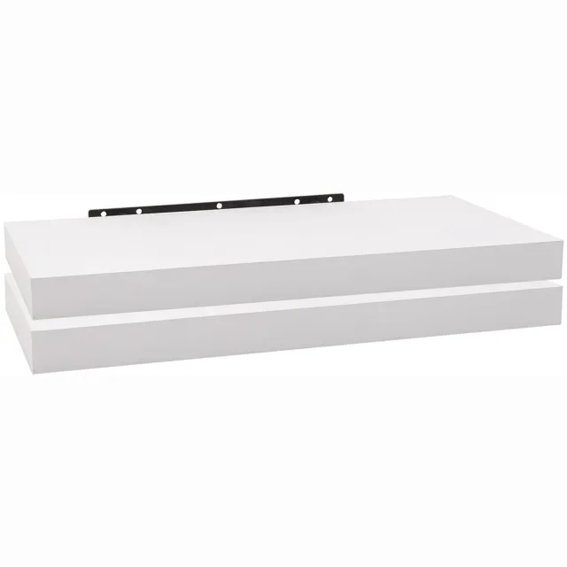 Famanu Set van 2 wandplanken, zwevende boekenplanken, 50x23x3,8 cm, wit, ideaal voor decoratie en opslag