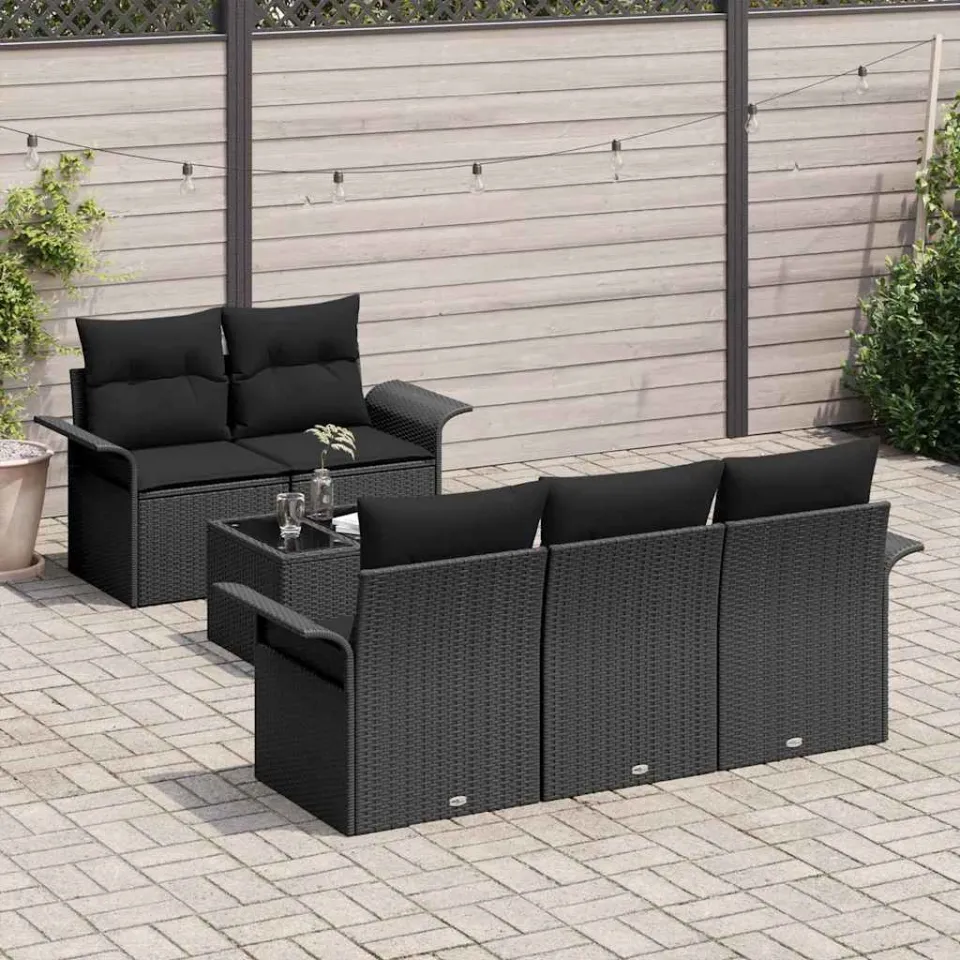 vidaXL Bankstel 6 st Zwart poly rattan, foto 3