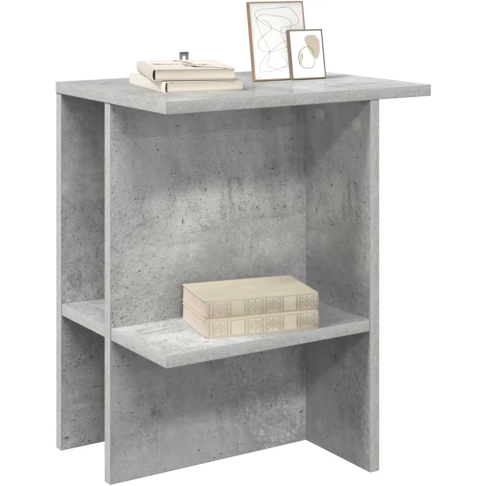 vidaXL Salontafel 2 st Betongrijs 40 x 30 x 49 cm Bewerkt hout