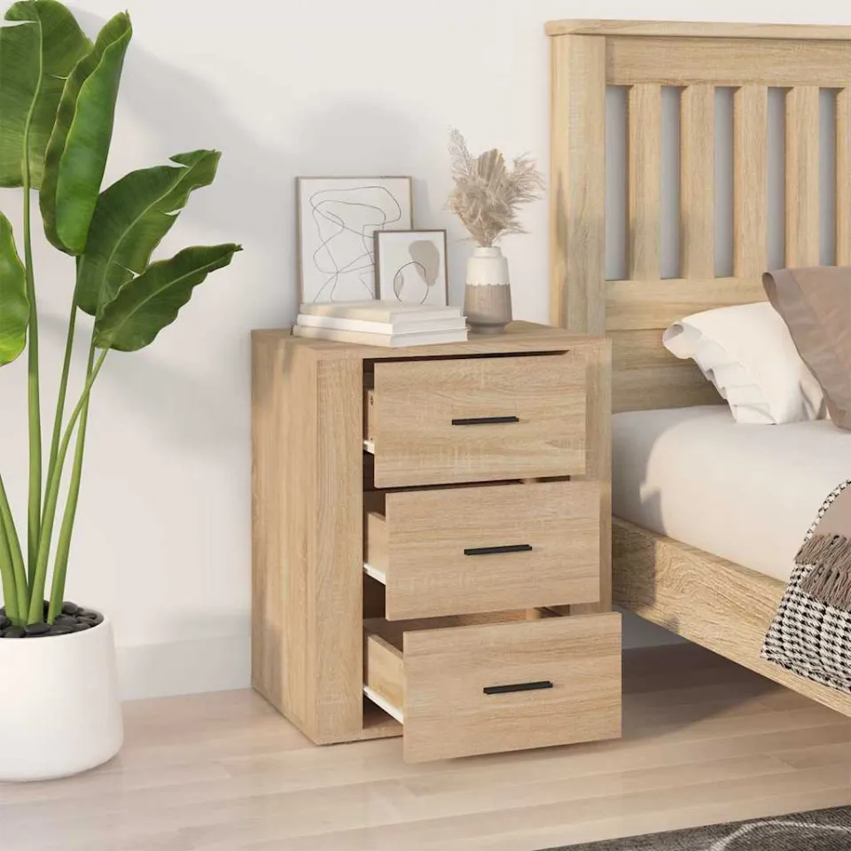 vidaXL Nachtkastje 50x36x60 cm bewerkt hout sonoma eikenkleurig, foto 3