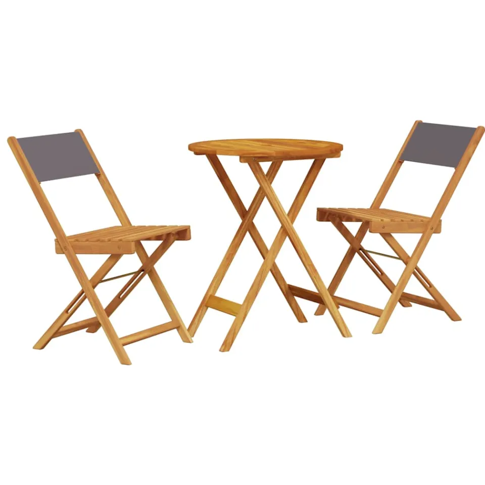 vidaXL 3-delige Bistroset stof en massief hout antracietkleurig Anthraciet