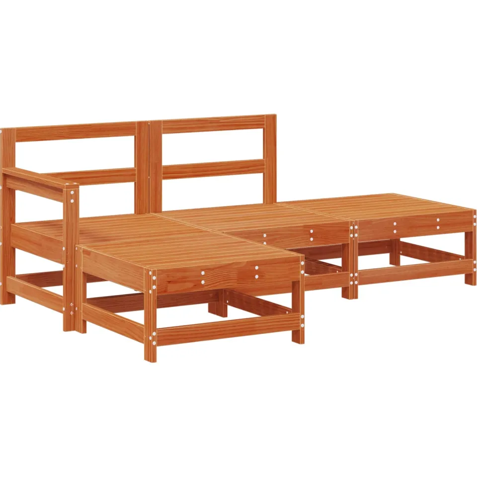 vidaXL Tuin loungeset 4 st Wasbruin Massief grenenhout bruin, foto 3