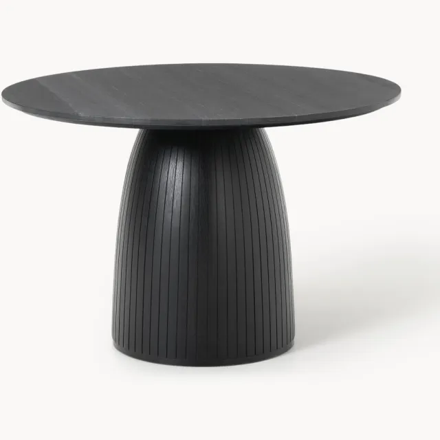 Westwing Collection Ronde eettafel Nelly met marmeren tafelblad, Ø 115 cm Zwart