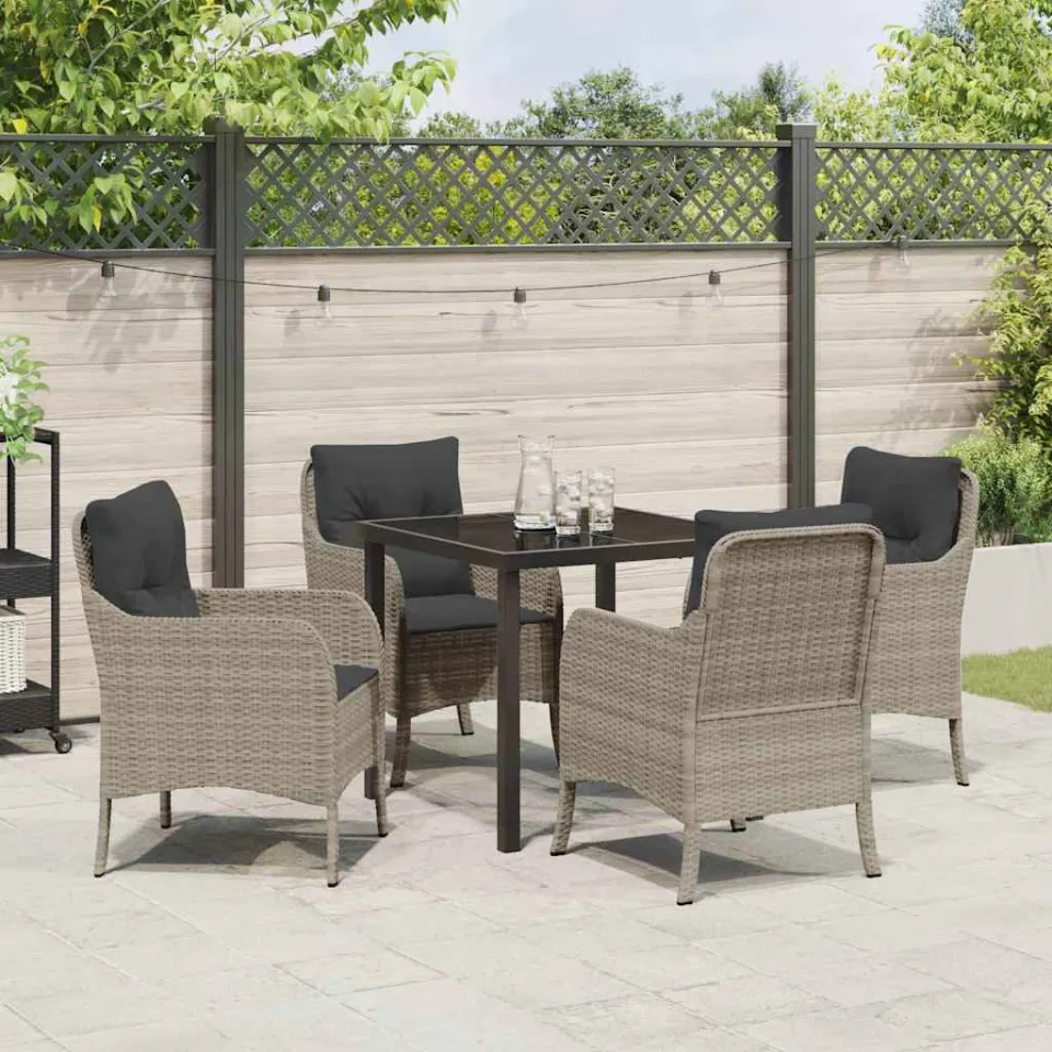 vidaXL Tuin eettafelset 5 st Lichtgrijs poly rattan, foto 3