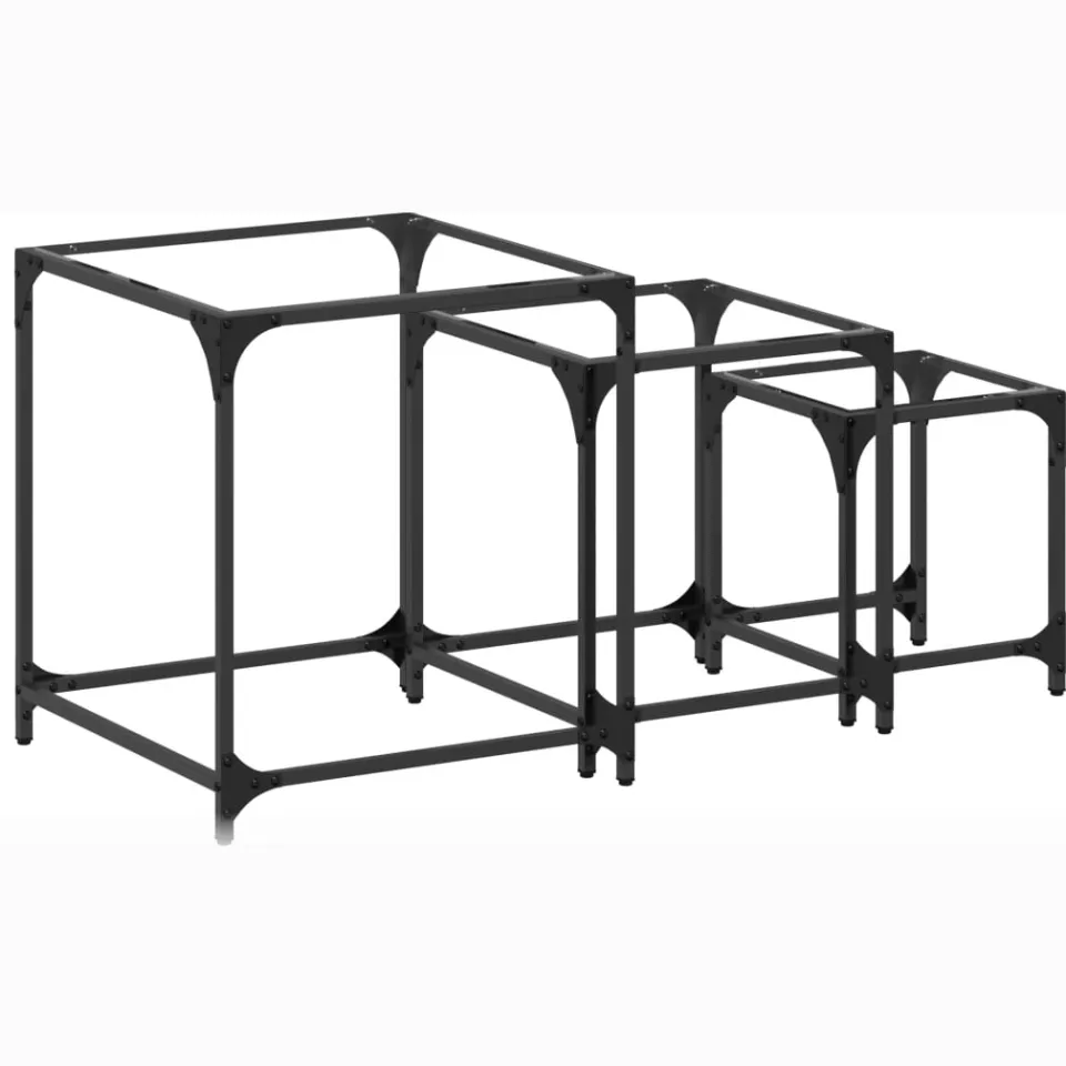 vidaXL 3-delige Tafeltjesset met transparant glazen blad staal transparent, foto 3
