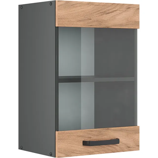 Vicco R-Line Glazen keukenkast – 40 cm Krachtige eik goud Goudkleurig Eiken/Antraciet