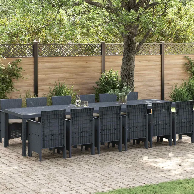 vidaXL Tuin Eetset 13 st Antraciet Polt riet, foto 2
