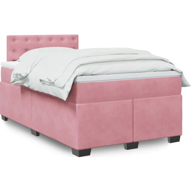 vidaXL Boxspring met matras fluweel roze 120x200 cm