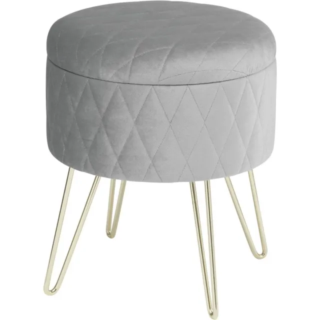 Saphly Poef 31.5x31.5x36cm Lichtgrijs - Velvet en Met opbergruimte - Voor Dagelijks Gebruik, Thuis en Professioneel Gebruik Lichgrijs