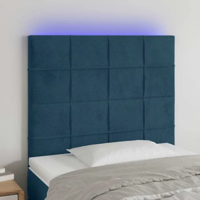 vidaXL Hoofdbord LED 100x5x118/128 cm fluweel donkerblauw blauw