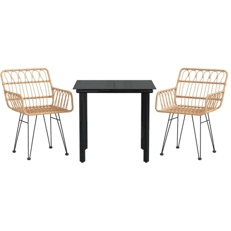 vidaXL 3-delige Tuinset poly rattan Bruin
