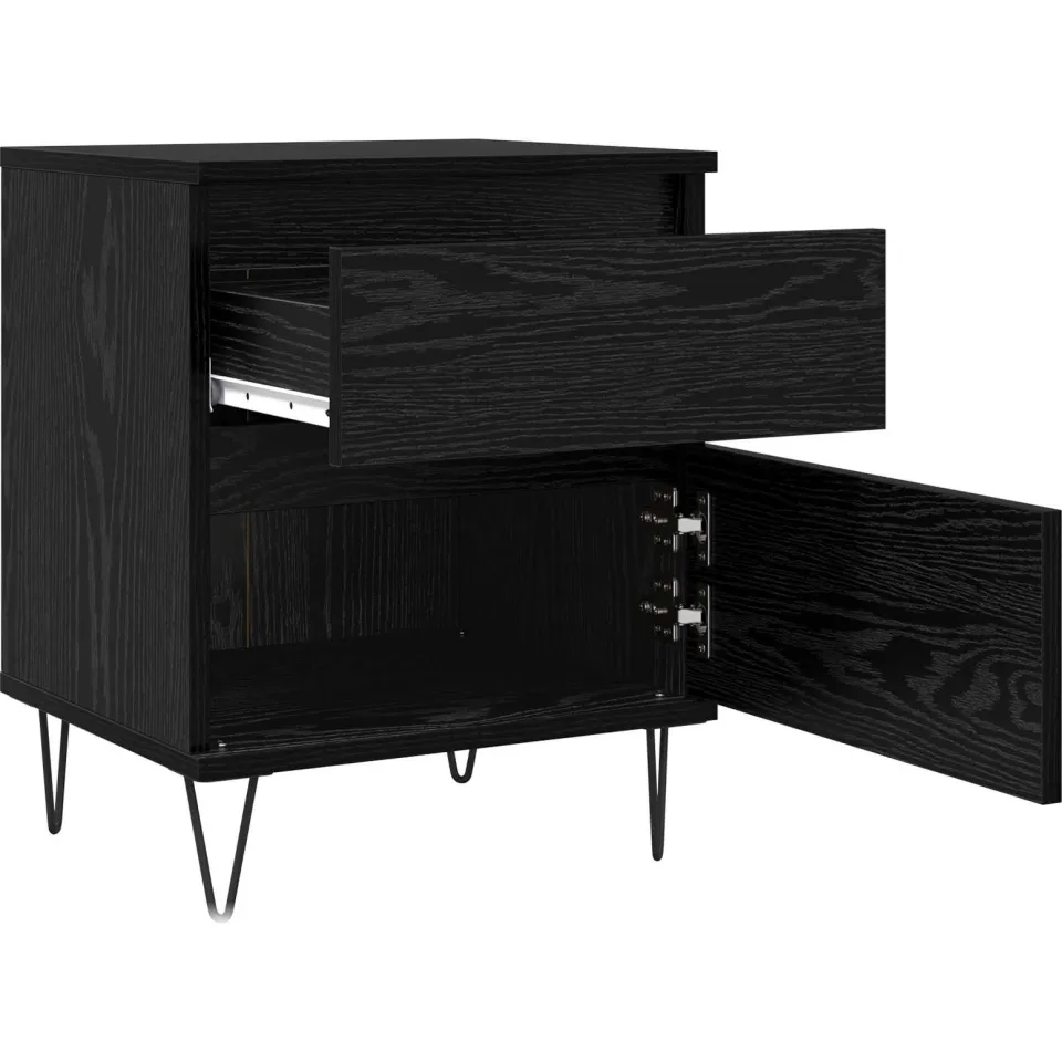 vidaXL Bed kast Zwart Eiken 40 x 35 x 50 cm Bewerkt hout, foto 4