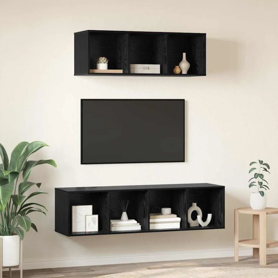 vidaXL Tv-meubelset 2 st Zwart Eiken Bewerkt hout, foto 4