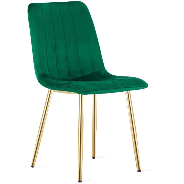 Oskar LAVA Eetkamerstoel – Groen Velvet – Goudkleurige Metalen Poten – Comfortabele Gestoffeerde Zitting – Modern Design – Velvet Stoel voor Woonkamer, Keuken en Eetkamer – Max. 110 kg