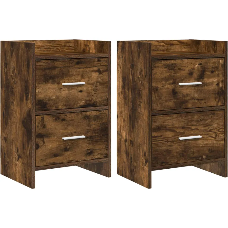 vidaXL Nachtkastjes 2 st Gerookt eiken 40 x 30 x 60 cm Bewerkt hout, foto 3