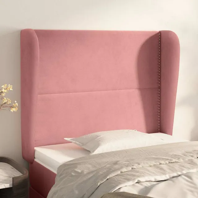 vidaXL Hoofdbord met randen 83x23x118/128 cm fluweel roze