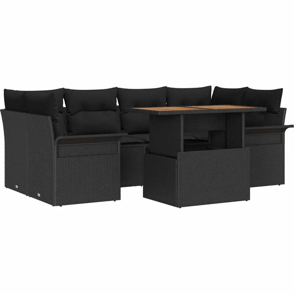 vidaXL Tuin Sofa Set 7 st Zwart Poly riet