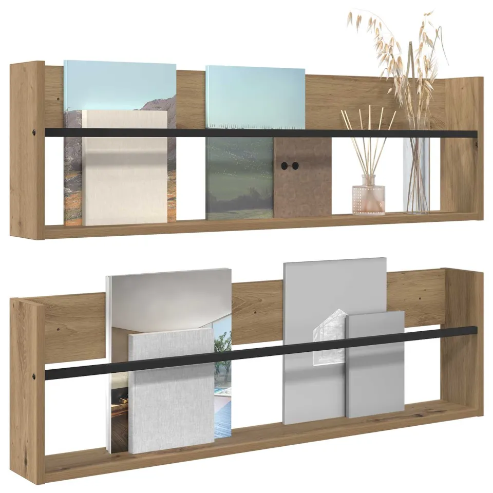 vidaXL Tijdschrift Rek met plank 2 st Artisan Eiken 100 x 12 x 30 cm Bruin