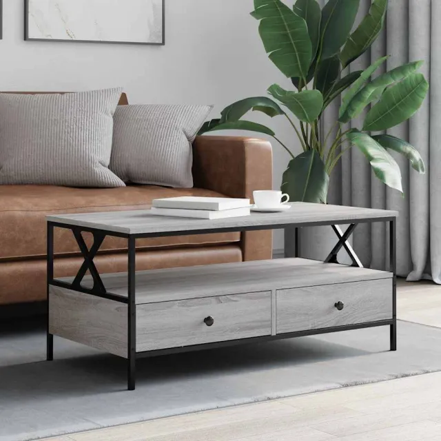 vidaXL Salontafel 100x51x45 cm bewerkt hout grijs sonoma eiken, foto 2