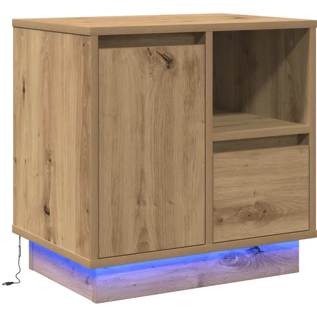vidaXL Nachtkastje Artisan Eiken 50 x 34,5 x 50 cm. Bewerkt hout Bruin