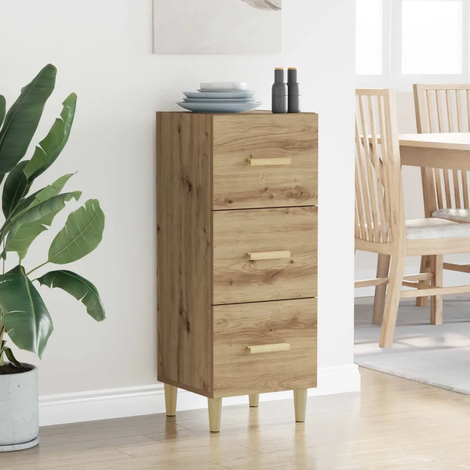 vidaXL Dressoir artisanaal eikenkleurig 34.5 x 34 x 90 cm Bewerkt hout, foto 3