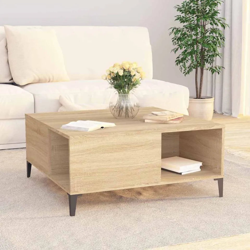 vidaXL Salontafel 80x80x36,5 cm bewerkt hout sonoma eikenkleurig, foto 3