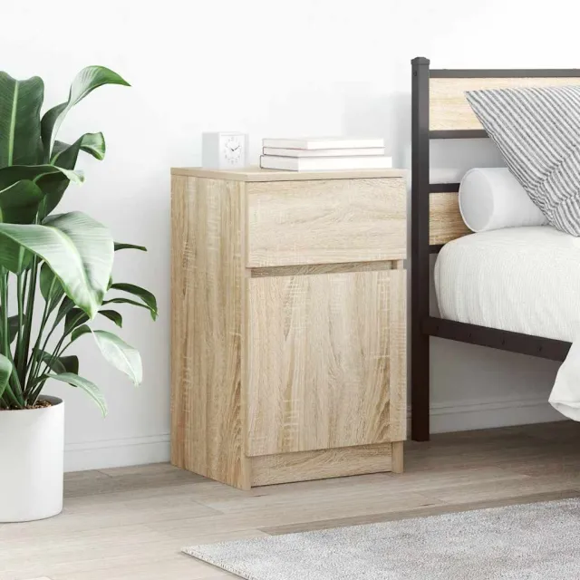 vidaXL Nachtkastjes 2 st 39x35x65 cm bewerkt hout sonoma eikenkleurig, foto 2