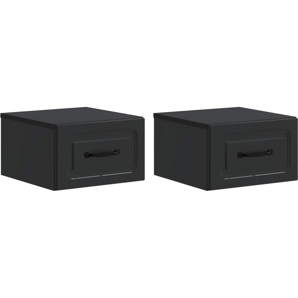 vidaXL Wandbeugel Bedkast 2 st Zwart 34,5 x 33 x 20 cm Bewerkt hout, foto 3