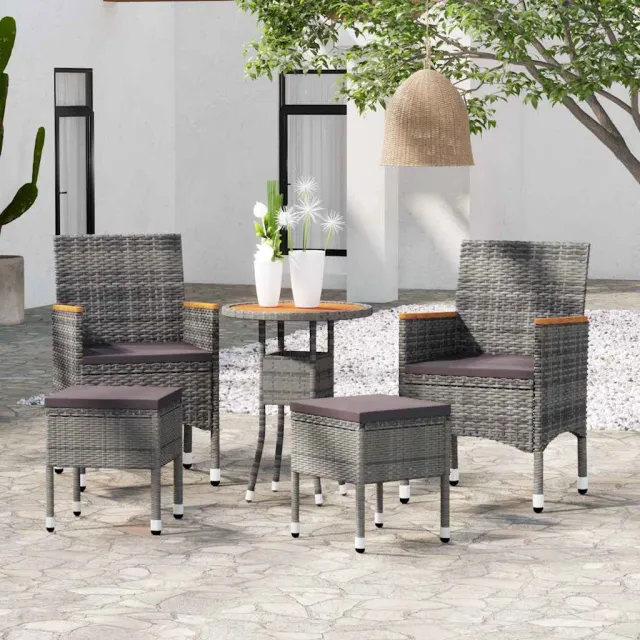 vidaXL 5-delige Loungeset poly rattan grijs, foto 2