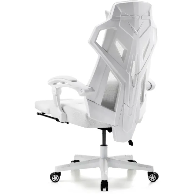 Corenia Gaming Stoel – Ergonomische Bureaustoel – Comfortabele Stoel – Mesh Rugleuning – Verstelbare Zithoogte – 150 Kg Belastbaar - 52 x 65 x 132 cm - Wit