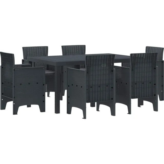 vidaXL Tuin Eetset 7 st Antraciet Polt riet Anthraciet