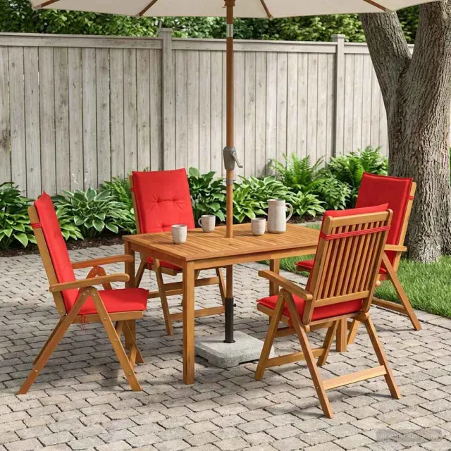 vidaXL 5-Piece Garden Dining Set 4-zits Rood Massief Acaciahout, foto 2