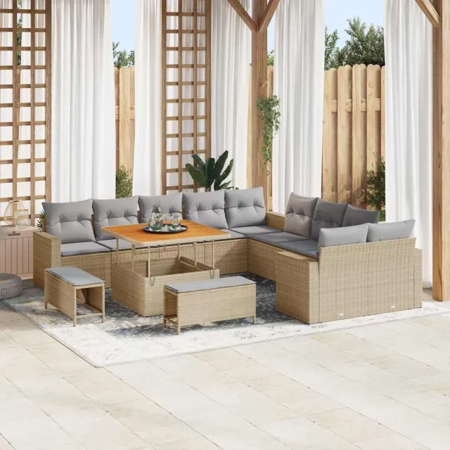 vidaXL Tuinbankenset 13 st Beige poly rattan, foto 2