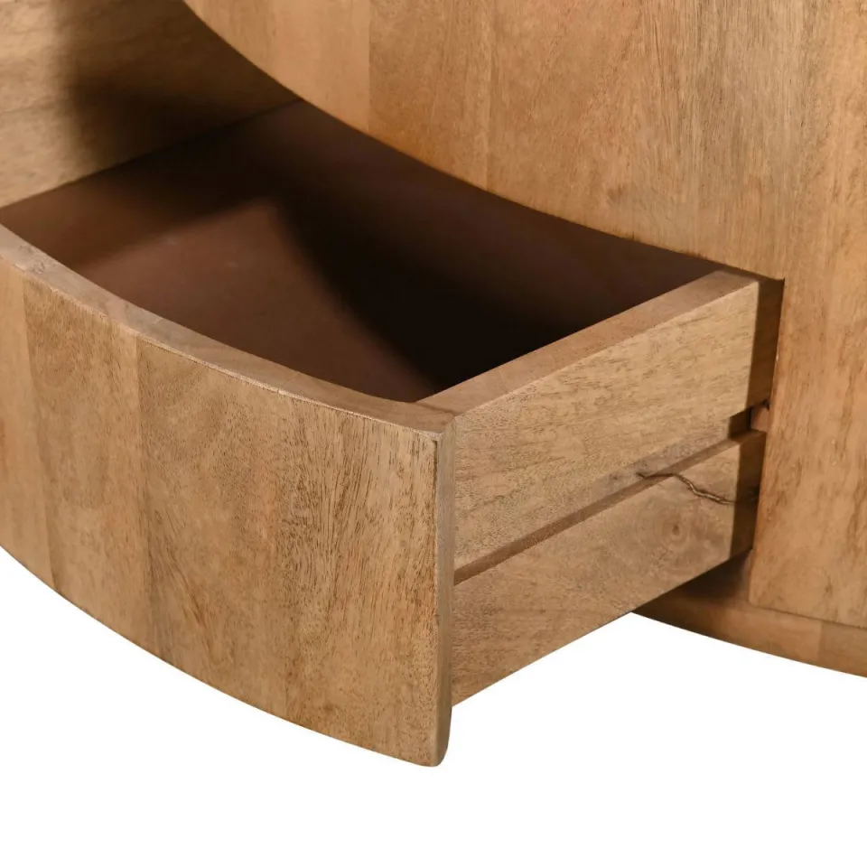 Giga Meubel Salontafel Elan Rond - Travertin - Naturel - 90x90x35cm - Incl. Lades, foto 7