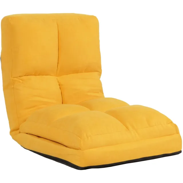 MCW Vloer fauteuil MCW-N45, slaap fauteuil opklapbare fauteuil functionele fauteuil, slaapfunctie opvouwbaar stalen frame fluweel ~ geel