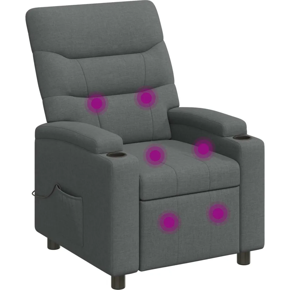 vidaXL Massage-relaxstoel Donkergrijs 75 x 95 x 103 cm Stof
