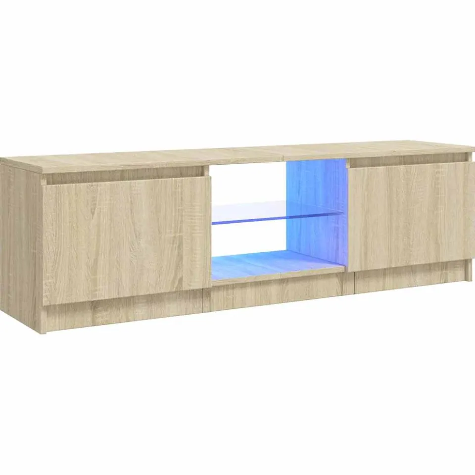 vidaXL Tv-meubel met LED-verlichting 120x30x36 cm sonoma eikenkleur Bruin